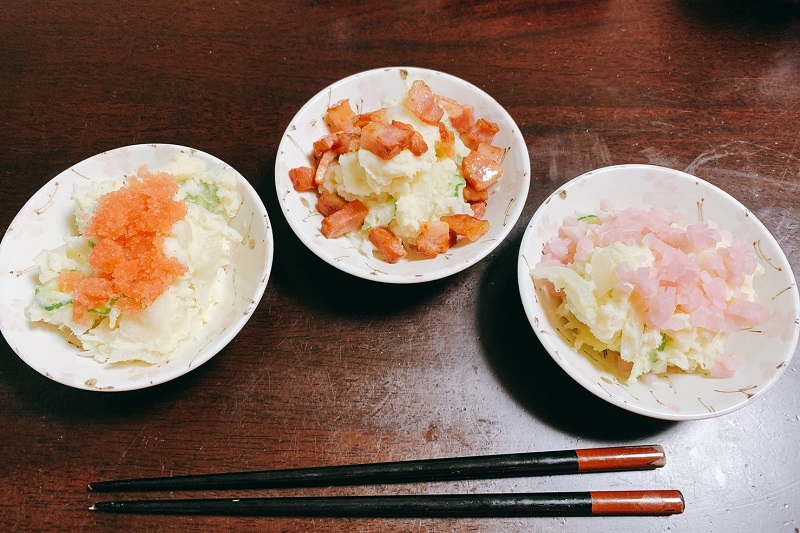 業務スーパーの食材で簡単に!おつまみの王道「ポテサラ三種盛」